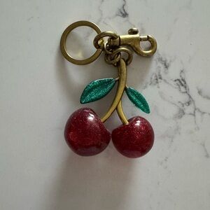 NWOT Large Cherry Charm Keychain - Red & Green